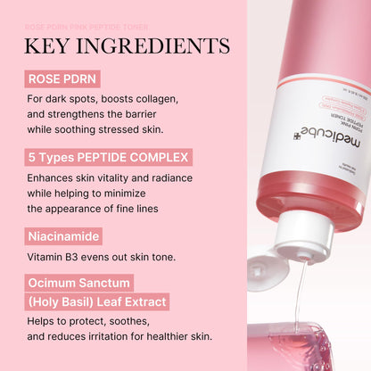 medicube Pink Glow Home Care Duo: PDRN Pink Peptide Toner and Collagen Jelly Cream (110ml)