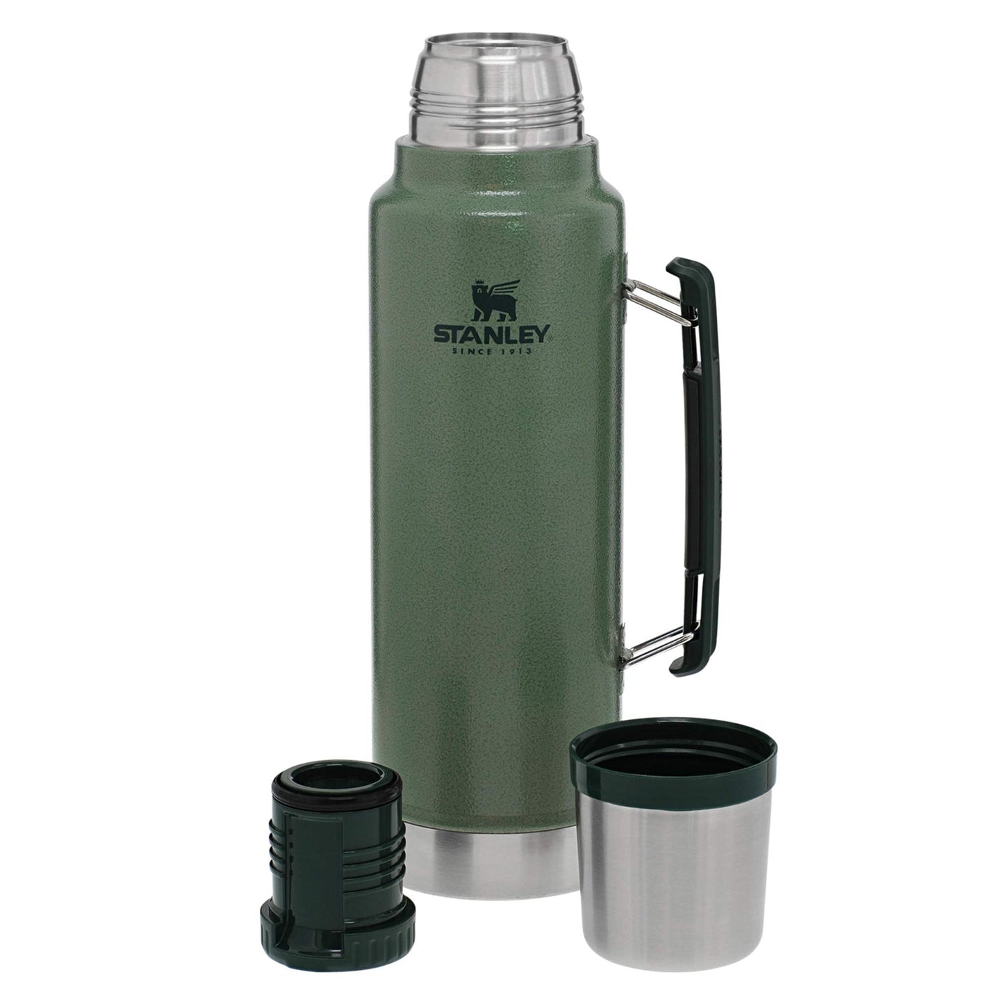 Stanley Classic Legendary Vacuum Bottle 1.5 qt | Wide Mouth with Leakproof Cup Lid | Keep Drinks Hot or Cold | Packable for Travel | Insulated Stainless Steel Thermos | BPA-Free | Hammertone Green