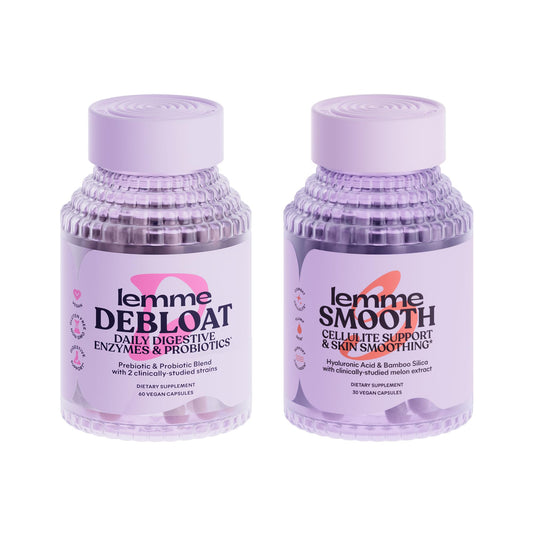 Lemme Debloat and Smooth Bundle - Prebiotic, Probiotic & Digestive Enzyme Capsules for Bloating & Gas Relief, Reduce Cellulite, Plump Skin, Smooth Cellulite