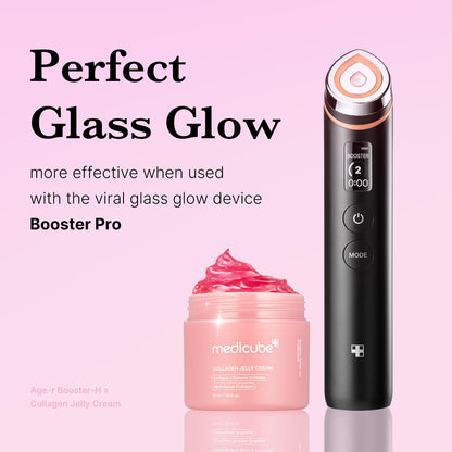 medicube Booster Glow Duo for Poreless Radiance: Age-R Booster Pro (Black) and Collagen Jelly Cream 50ml