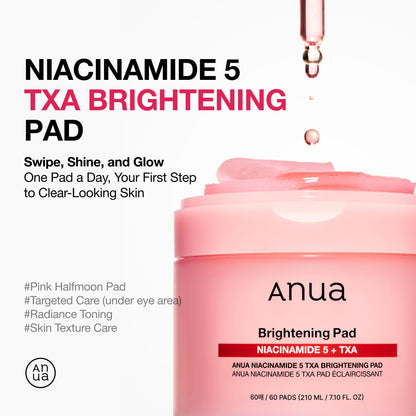 Anua Niacinamide 5 TXA Toner Pads – Hydrating Facial Pad for Even-Looking Skin Tone & Daily Radiance Care, Glow up Under-Eye with Tranexamic Acid, Korean Skin Care (210ml, 60 Pads)