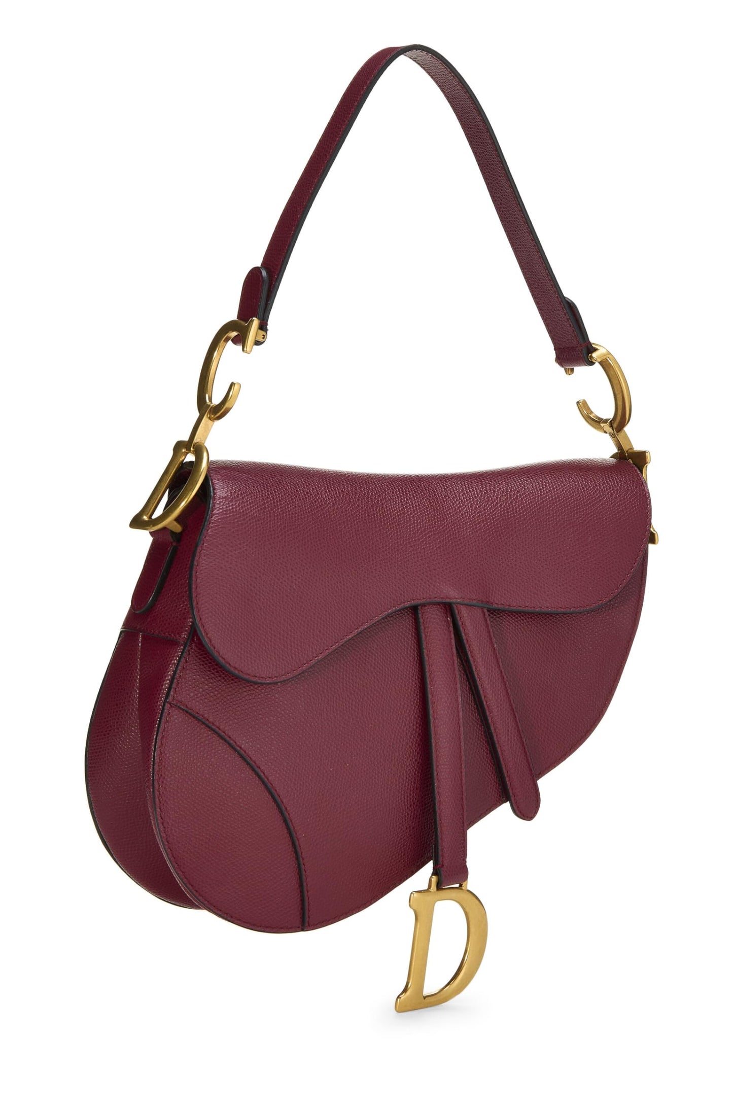 Dior, Pre-Loved Burgundy Leather Calfskin Saddle Bag NM, Burgundy