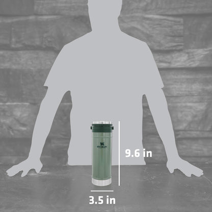 Stanley Travel Mug with Integrated French Press 16 oz | 5 Minute Brew, 4 Hours Hot,Leakproof Lid | Mesh Filter for Coffee Grounds | Insulated Stainless Steel Coffee Maker | BPA-Free | Hammertone Green