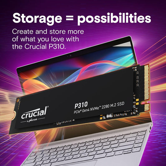 Crucial P310 500GB 2280 PCIe Gen4 3D NAND NVMe M.2 SSD – Up to 6,600MB/s – Shift up to Gen4, with Acronis Offer, Internal Solid State Drive (PC) – CT500P310SSD801