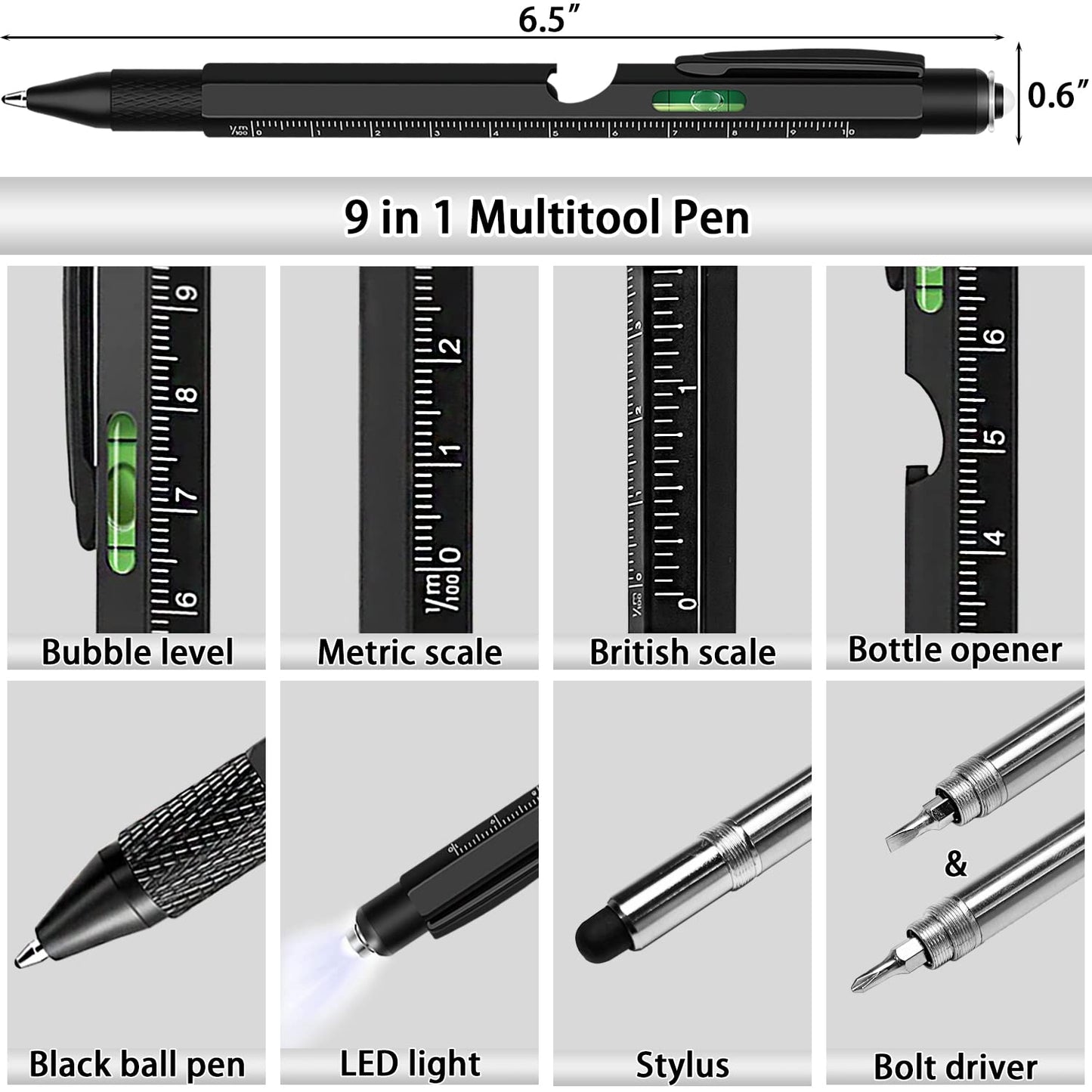 Gifts for Men, Multitool Pen Set 2pcs Multi-Tool Pens, Birthday Gifts for Men Dad Gifts for Dad Husband from Daughter Son Wife, Cool EDC Gadgets for Mens Anniversary Graduation Gifts for Him Boyfriend