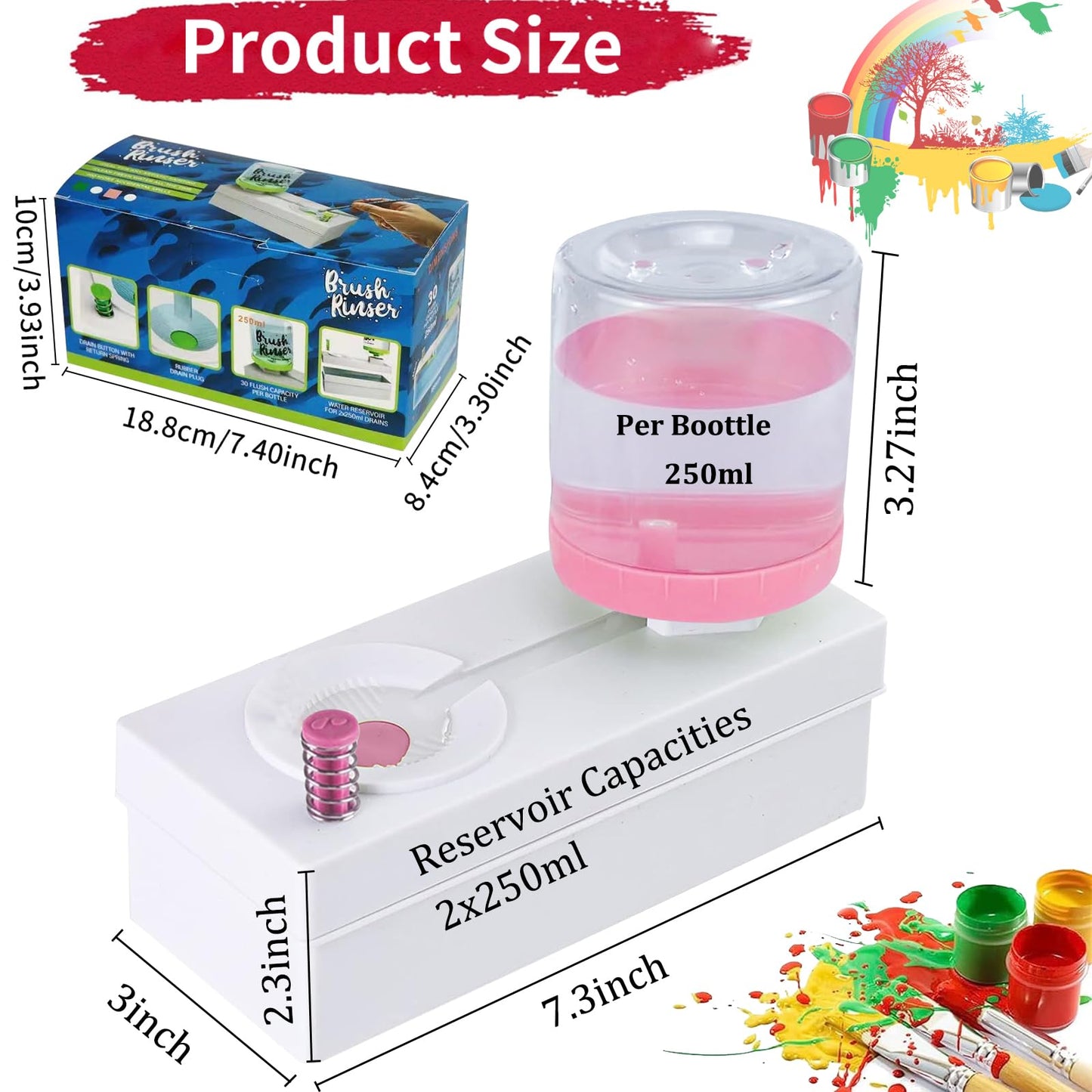 JEChrochen New Paint Brush Cleaner Tools, Brush Rinser Cup Painting Running Water Circulation Art Supplies for Acrylic, Watercolor and Water Based Creative Gift for Artist Kids