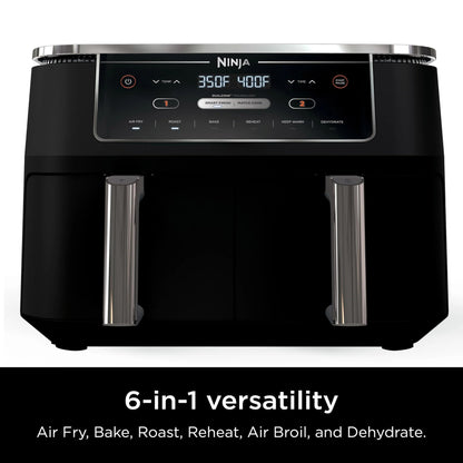 Ninja R-AD300CO Foodi 6-in-1 10-qt. XL 2-Basket Air Fryer with DualZone Technology, Black - Certified Refurbished