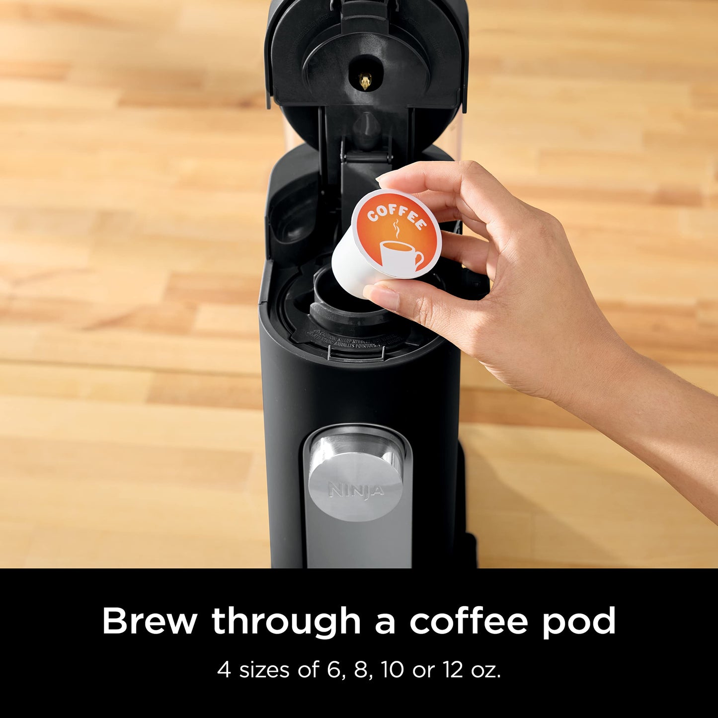 Ninja PB040C Single Server Coffee Maker, Compatible with 62oz K-Cup Pods, Iced Coffee Reservoir, Black
