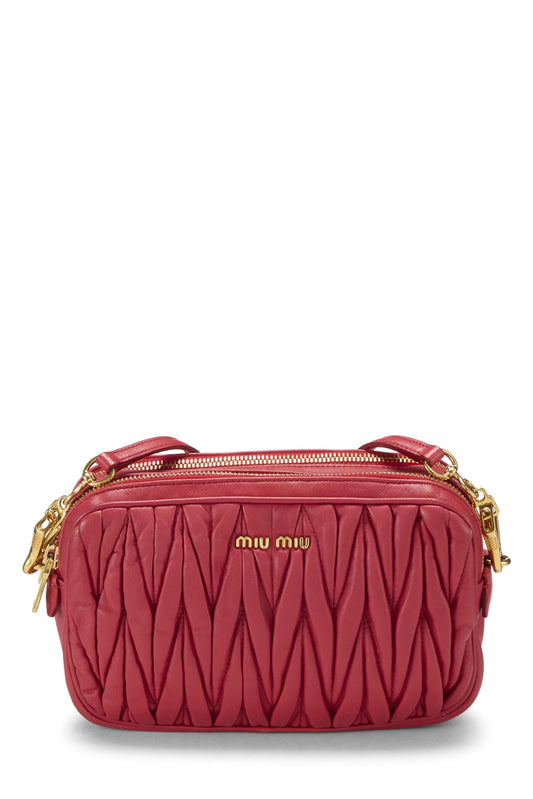 Miu Miu, Pre-Loved Red Nappa Double Zip Camera Crossbody Bag, Red