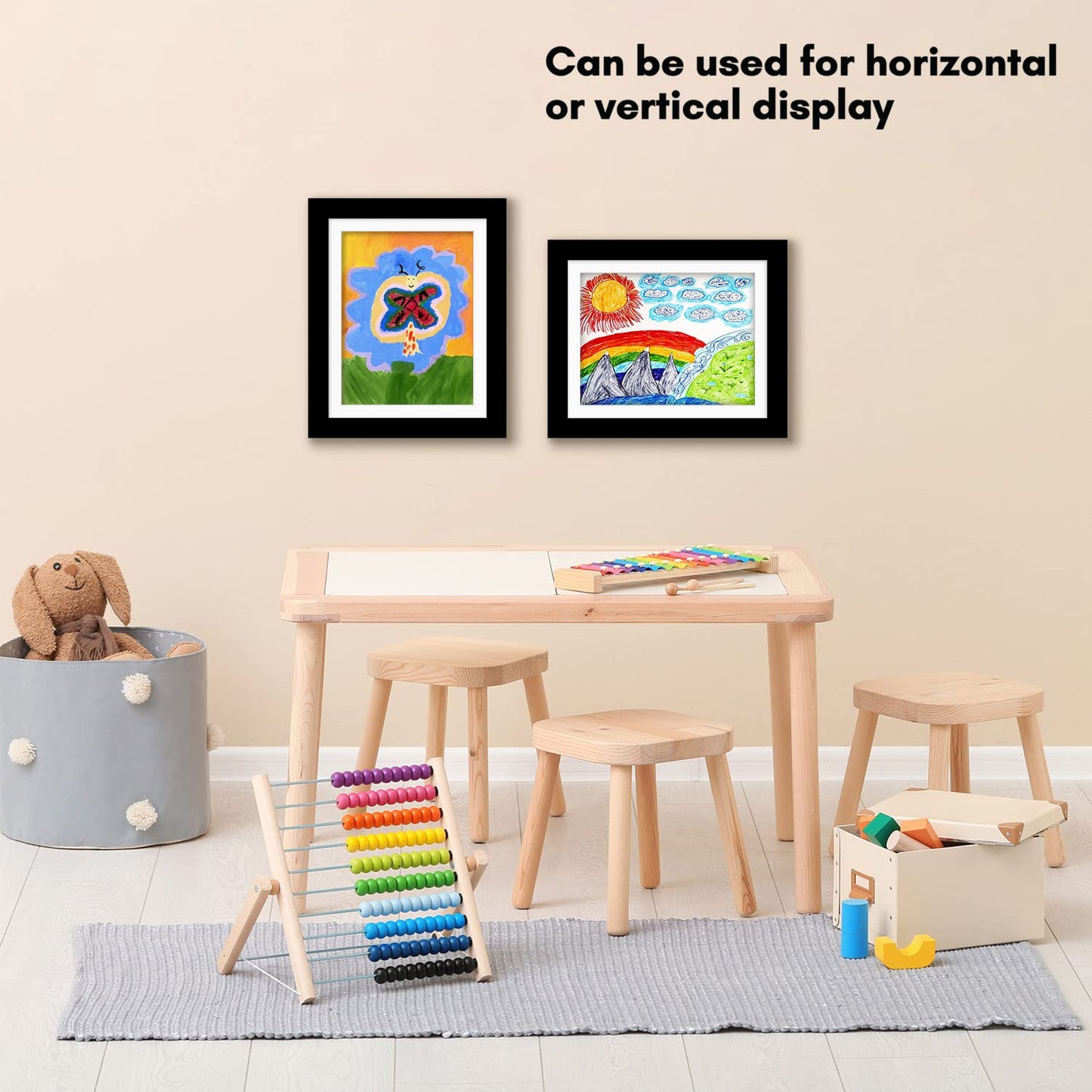 Americanflat 10x12.5 Kids Art Frame - Front Loading Picture Frames Hold 100 Artworks - Use as 8.5x11 Frame with Mat or Display 10x12.5 Artwork Without Mat - My Mini Masterpiece - Black