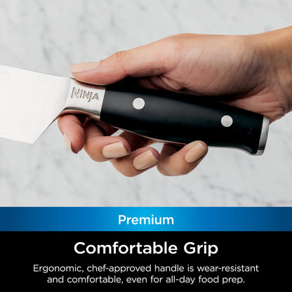 Ninja K32502 Foodi NeverDull System Chef Knife & Knife Sharpener Set, Premium, German Stainless Steel, Black
