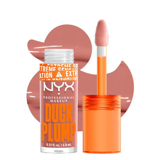 NYX PROFESSIONAL MAKEUP Duck Plump High Pigment Lip Gloss, Lip Plumper Gloss with Spicy Ginger - Bangin Bare