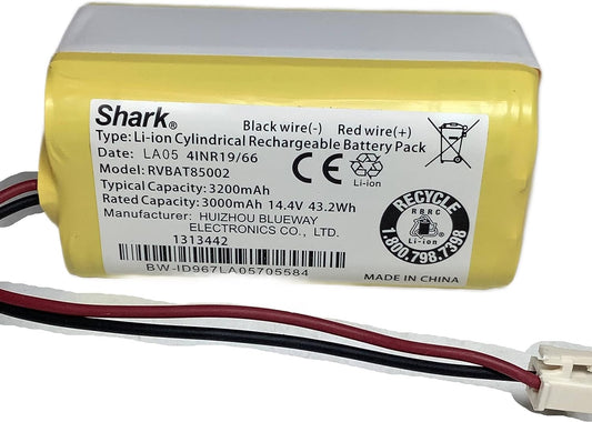 Ninja Genuine Shark 14.4V 3000mA 43.2Wh Li-ion Cylindrical Rechargeable Battery RVBT85002 for ION IQ AI Robot Vacuum, 2-pin Yellow