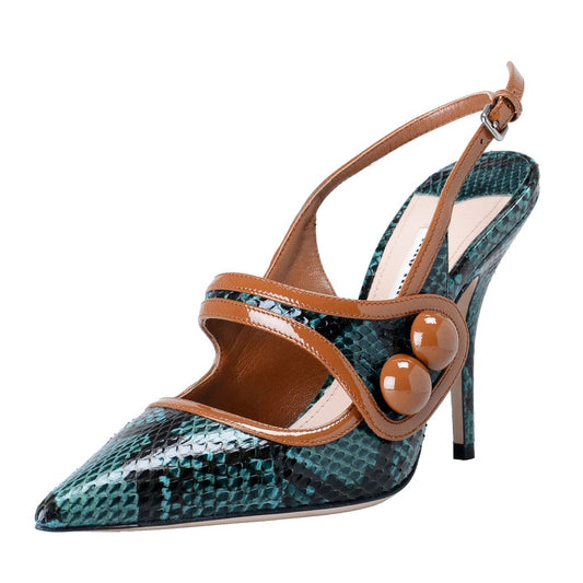 Miu Miu Women's Python Leather High Heel Slingbacks Pumps Shoes US 5 IT 35; Multi-Color