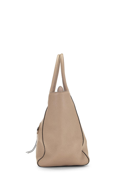 Miu Miu, Pre-Loved Pink Leather Madras Front Zip Pocket Tote Medium, Pink