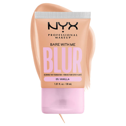 NYX PROFESSIONAL MAKEUP Bare With Me Blur Skin Tint Foundation Make Up with Matcha, Glycerin & Niacinamide - Vanilla
