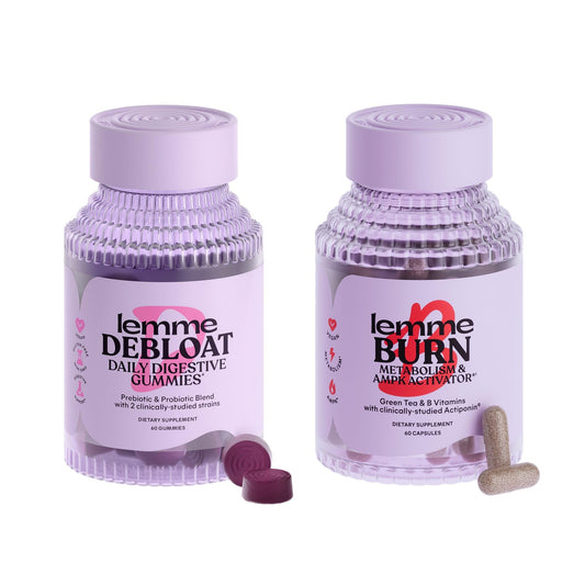 Lemme Debloat and Burn - Metabolism, Bloat Support, Gut Health & Weight Management with Clinically Studied Probiotics, Prebiotics, Green Tea Extract, Vitamins B6 & B1 - Gluten-Free, 60 Count Ea