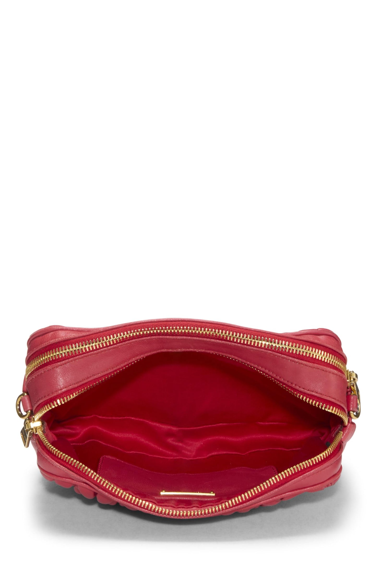 Miu Miu, Pre-Loved Red Nappa Double Zip Camera Crossbody Bag, Red