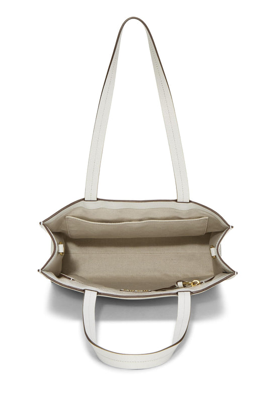 Miu Miu, Pre-Loved White Calfskin Embossed Logo Tote, White
