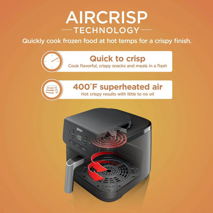 Ninja Air Fryer Pro 3-in-1 with 5 QT Capacity, Air Fry, Reheat, Dehydrate, Air Crisp Technology with 400F for hot, 120 Volts, Nonstick Basket & Crisper Plate, Black, AF140 (Renewed)