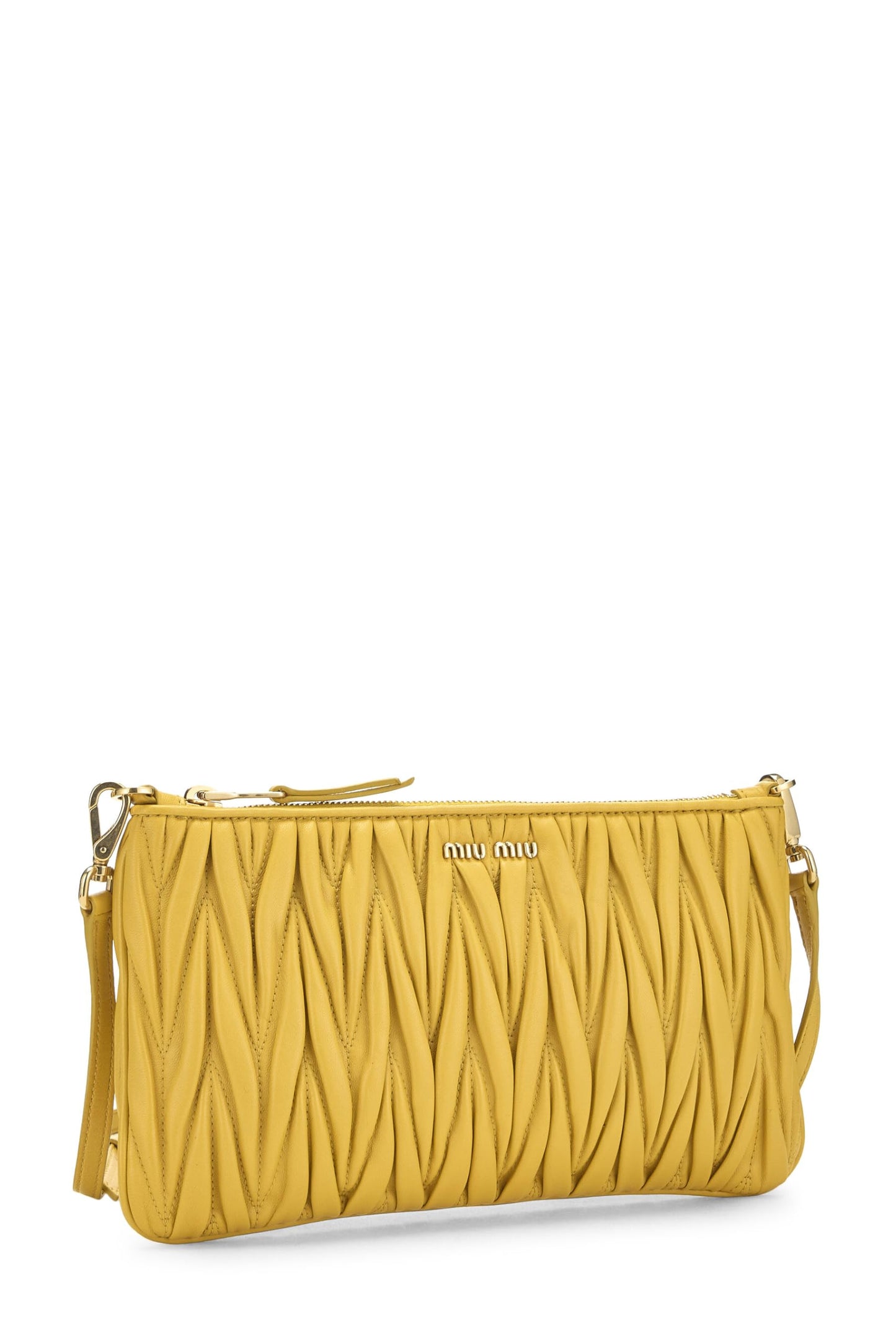 Miu Miu, Pre-Loved Yellow Nappa Crossbody, Yellow