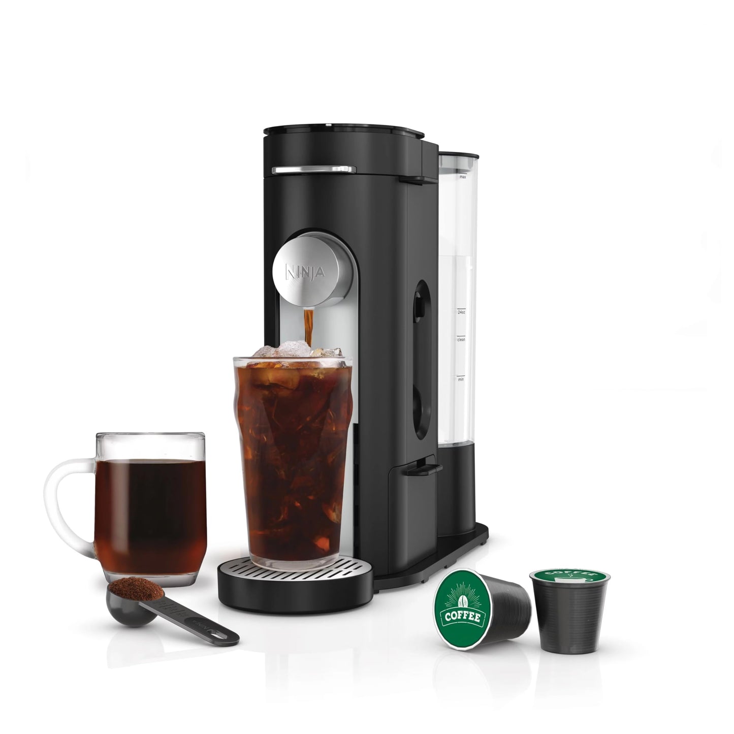 Ninja PB040 Pods & Grounds Specialty Single-Serve Coffee Maker, Compatible with K-Cups, 6-oz. Cup to 24-oz. Travel Mug Sizes, Black (Renewed)