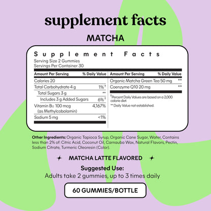 Lemme Matcha & Focus Bundle - Matcha Superfood Energy Gummies with B12, Green Tea + CoQ10 and Focus Gummies with Cognizin Citicoline for Focus & Brain Health - Gluten-Free (Variety Pack of 2)