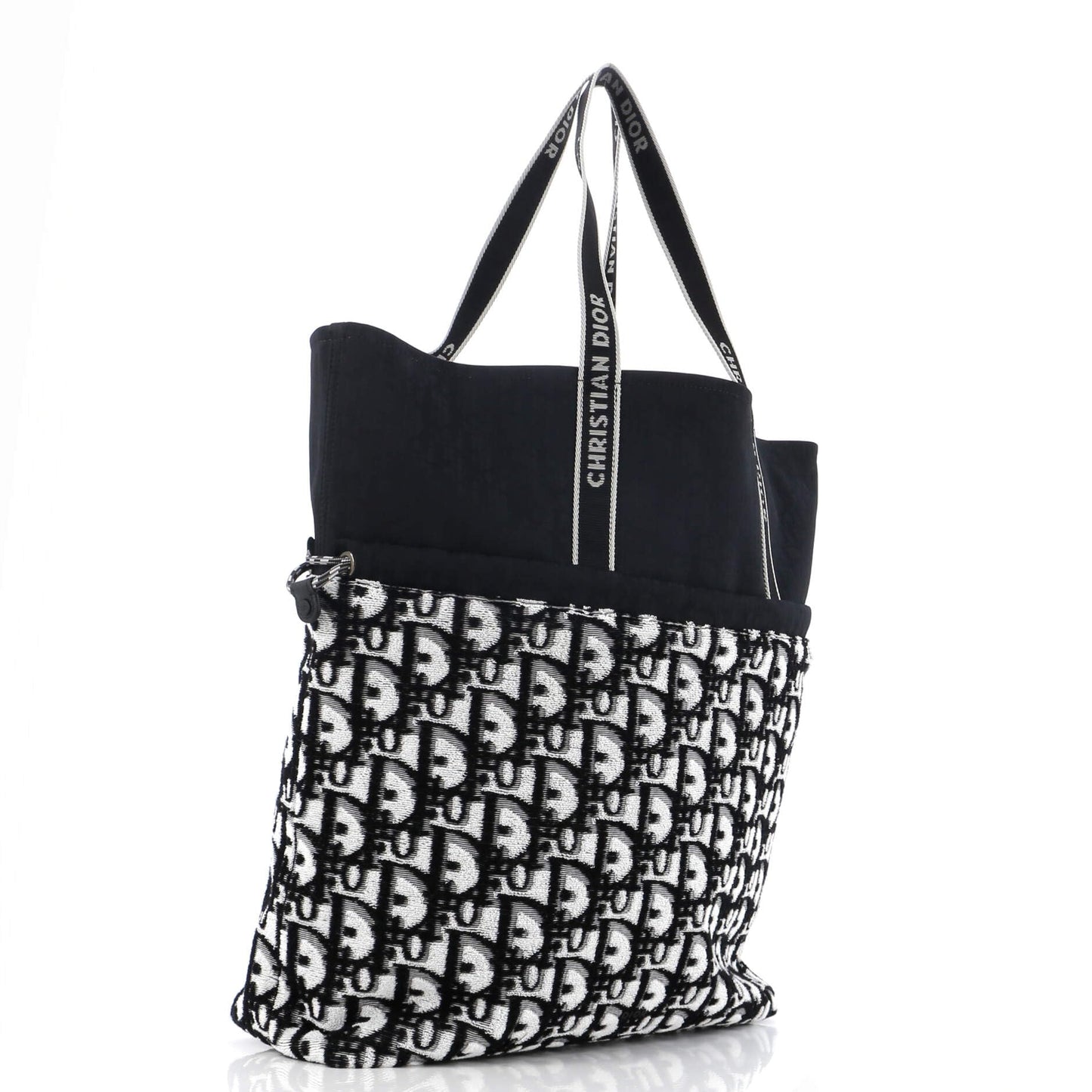 Christian Dior, Pre-Loved Reversible Tote Oblique Terry Cotton and Oblique Technical Nylon, Black