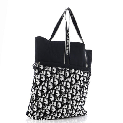 Christian Dior, Pre-Loved Reversible Tote Oblique Terry Cotton and Oblique Technical Nylon, Black