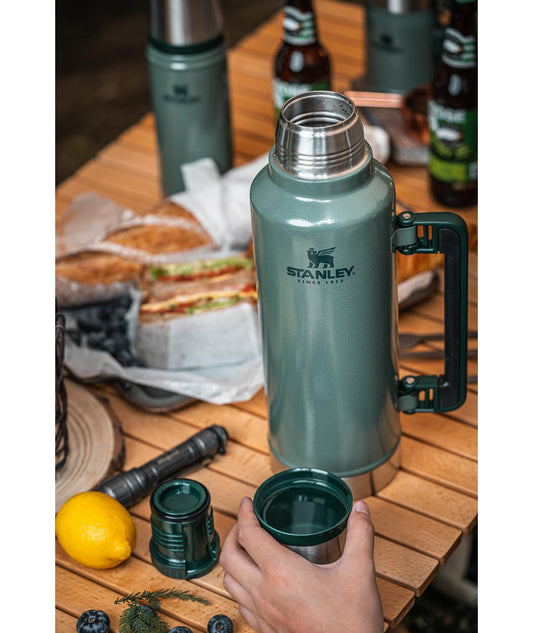 Stanley Classic Legendary Vacuum Bottle 2.5 qt | Wide Mouth with Leakproof Cup Lid | Keep Drinks Hot or Cold | Packable for Travel | Insulated Stainless Steel Thermal Bottle | BPA-Free | Black 2.0