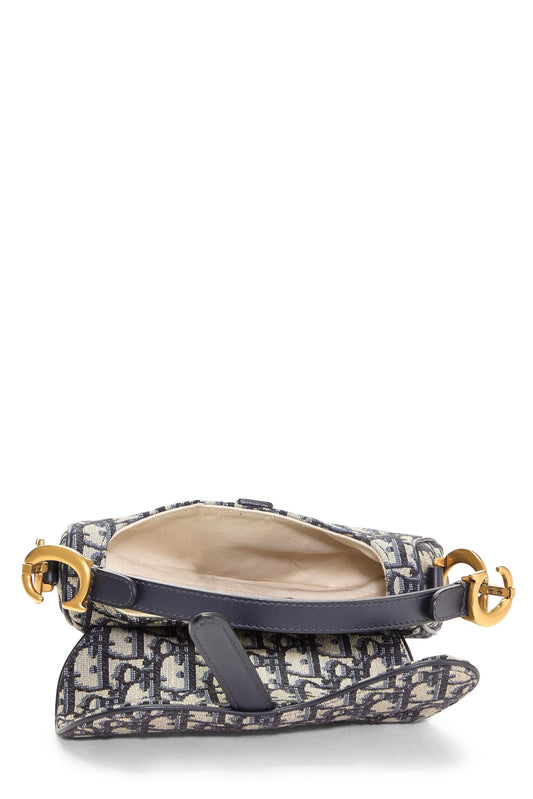 Dior, Pre-Loved Navy Oblique Saddle Bag Mini NM, Navy