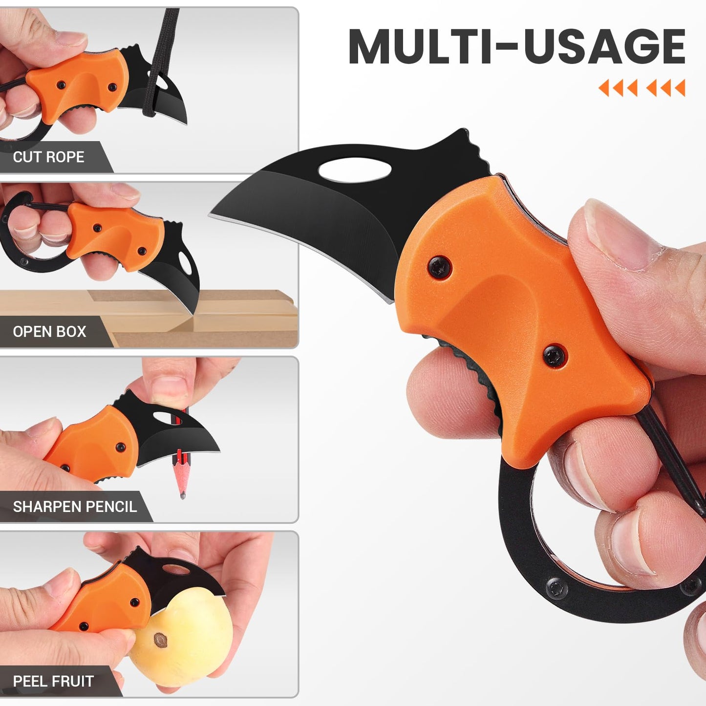 FUNBRO Small Pocket Knife for Men, Cool Folding Knife Box Cutter with 1.34inch Sharp Blade, Mini EDC Knives for Everyday Carry, Great Gift for Men (Orange)
