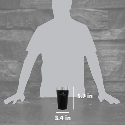 Stanley Adventure Stacking Beer Pint Glass 16oz | Stackable Drinking Cup for Cold Beverages | Dishwasher Safe | Insulated Stainless Steel Tumbler | BPA-Free | Matte Black