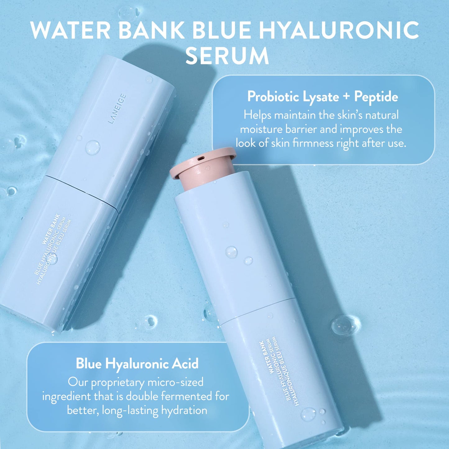 LANEIGE Water Bank Blue Hyaluronic Serum: Hydrating Face Serum with Peptide & Green Tea Enzyme to Improve Skin Firmness & Radiance