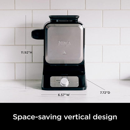 Ninja BW1001 NeverStick PRO Belgian Waffle Maker, Vertical Design, 5 Shade Settings, Precision-Pour Cup NOT Included* (Renewed) (Red)