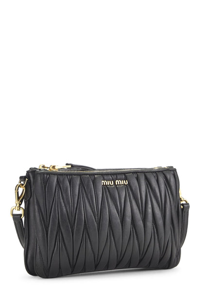 Miu Miu, Pre-Loved Black Nappa Double Zip Crossbody, Black