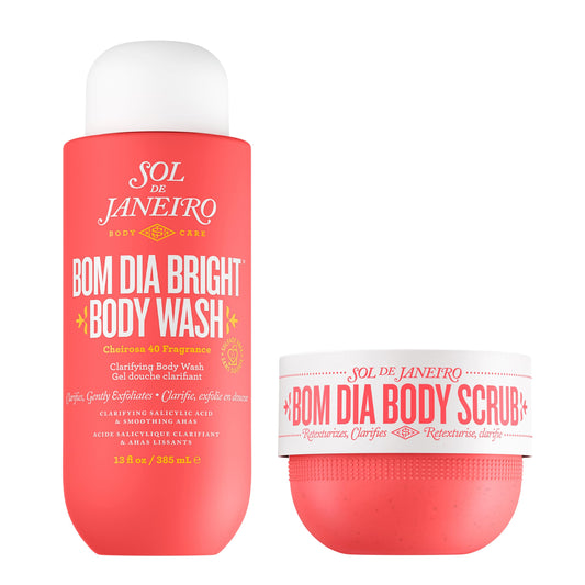 SOL DE JANEIRO Visibly Brightening and Smoothing Bom Dia AHA Body Scrub and Body Wash Duo, Amazon Exclusive