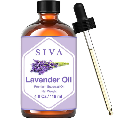SIVA Lavender Essential Oil - 4 Fl Oz – Natural Lavender Oil - for Diffuser, Face, Skin Care, Aromatherapy, Hair Care, Scalp and Body Massage - with Dropper