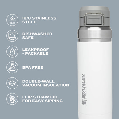 Stanley Quick Flip GO Water Bottle 24 oz | Push Button Lid | Leakproof and Packable for Travel and Sports | Insulated Stainless Steel | BPA-Free | Citron