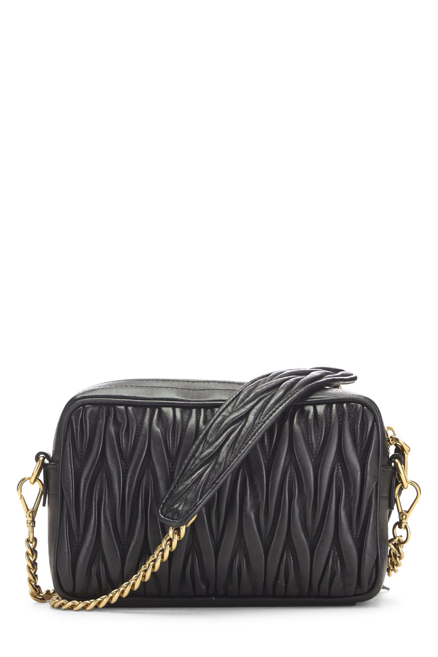 Miu Miu, Pre-Loved Black Nappa Crossbody, Black