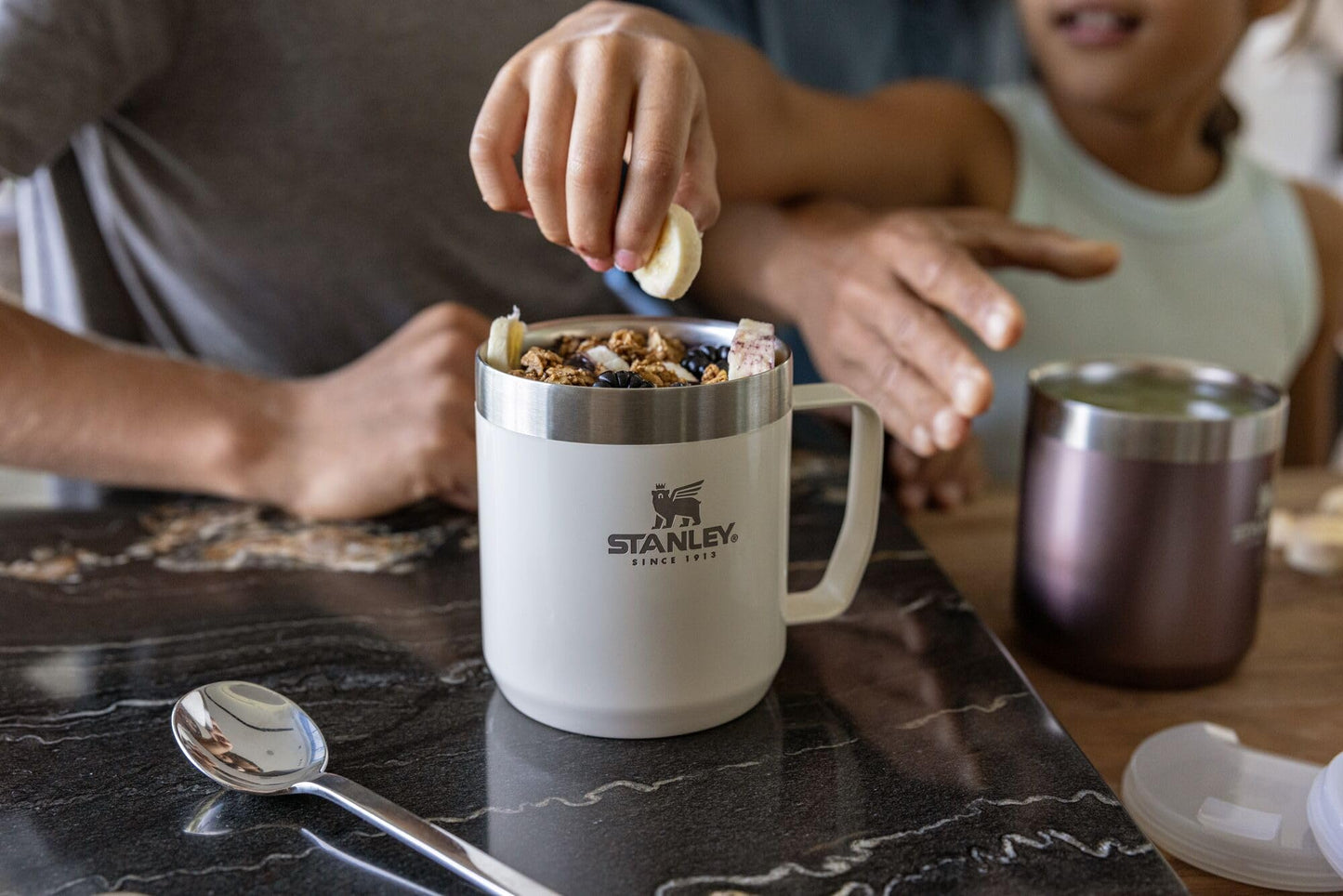 Stanley Stay-Hot Camp Mug 12 oz | Press Fit Drink Through Lid | Cup for Coffee, Tea and Drinks | Insulated Stainless Steel Coffee Mug | BPA-Free | Polar