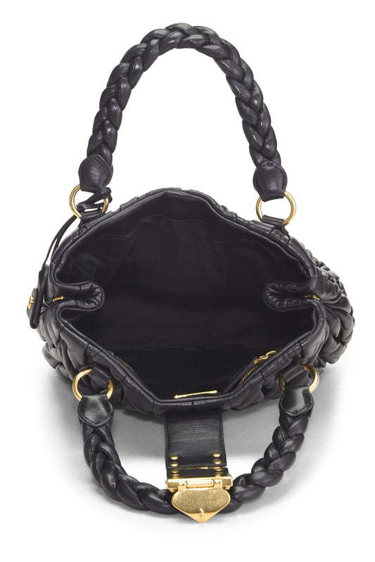 Miu Miu, Pre-Loved Black Nappa Buckle Handbag, Black