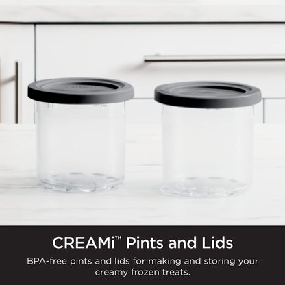 Ninja XSKPNTLD2C, Pints and Lids for CREAMi Ice Cream Maker, 2 Pack, Clear/Grey (Canadian Version)