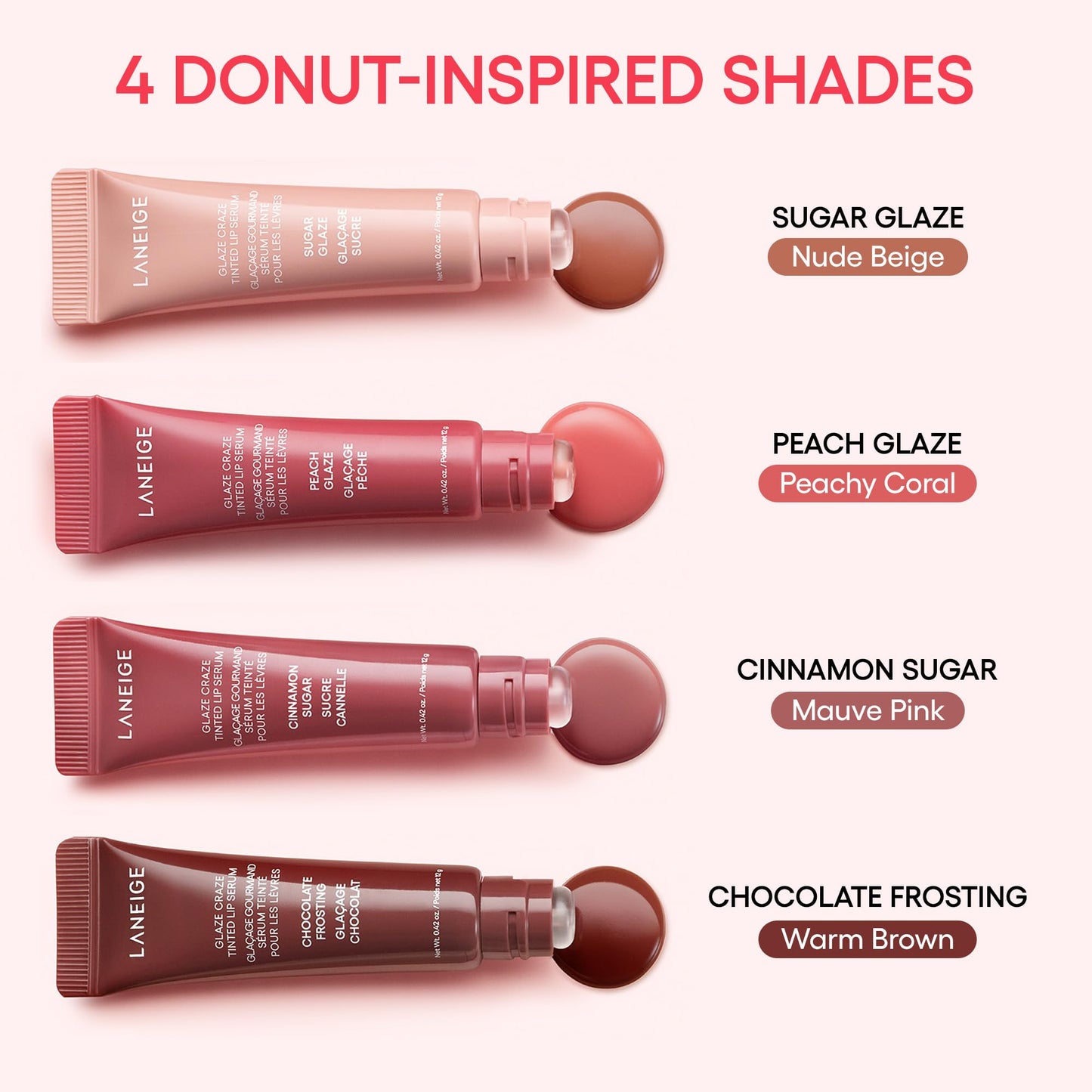 LANEIGE Glaze Craze Tinted Lip Serum, Maple Glaze: Hydrating Lip Serum for Glossy, Nourished Lips with Plumping Polypeptides