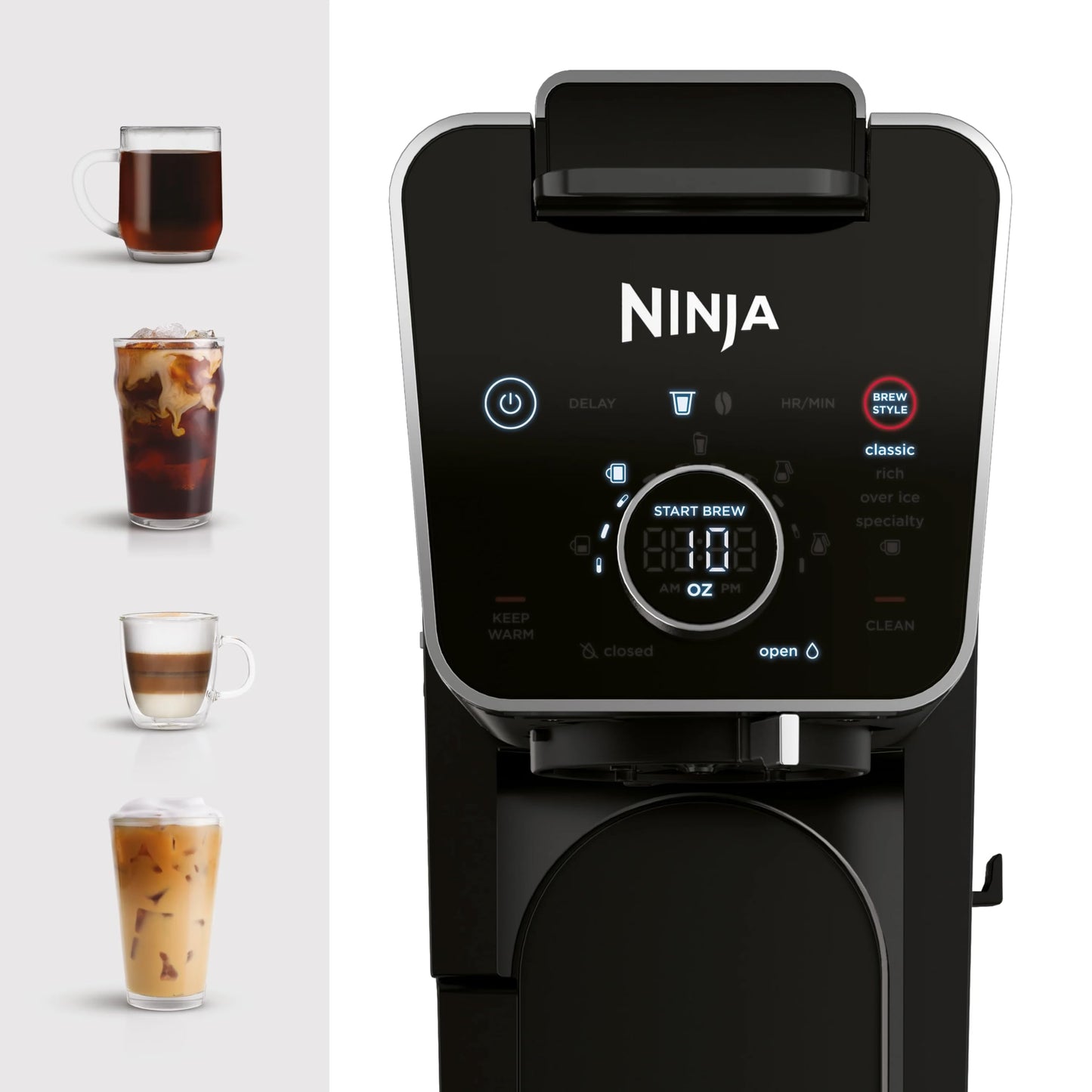Ninja R-CFP300 DualBrew Pro Specialty 12-Cup Coffee Maker with Glass Carafe, K-Cup, 4 Brew Styles, Built-In Frother, Black - Certified Refurbished