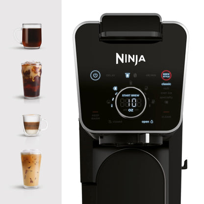 Ninja R-CFP300 DualBrew Pro Specialty 12-Cup Coffee Maker with Glass Carafe, K-Cup, 4 Brew Styles, Built-In Frother, Black - Certified Refurbished