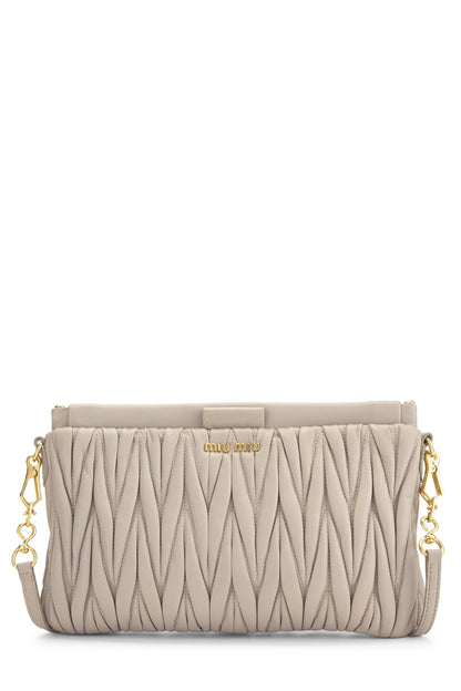 Miu Miu, Pre-Loved Grey Nappa Crossbody, Grey