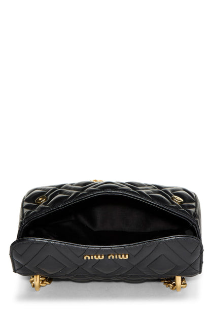 Miu Miu, Pre-Loved Black Calfskin Diamond Quilted Shoulder Bag, Black