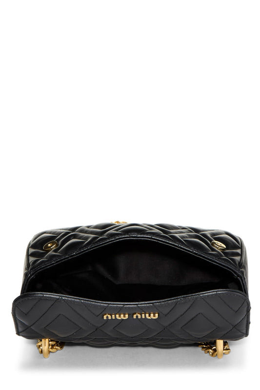 Miu Miu, Pre-Loved Black Calfskin Diamond Quilted Shoulder Bag, Black
