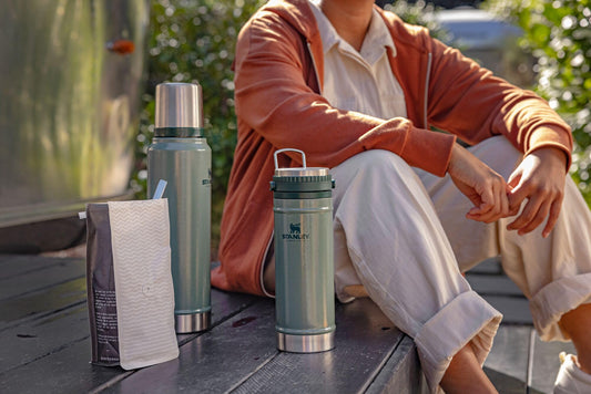 Stanley Travel Mug with Integrated French Press 16 oz | 5 Minute Brew, 4 Hours Hot,Leakproof Lid | Mesh Filter for Coffee Grounds | Insulated Stainless Steel Coffee Maker | BPA-Free | Hammertone Green